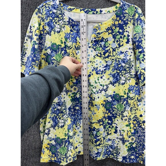 Talbots ‘The Talbots Tee’ Shirt Size 2X Butterfly Garden Short Sleeve Split Neck - Picture 6 of 8